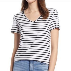 Halogen Black Stripe Modal Jersey V-Neck Tee